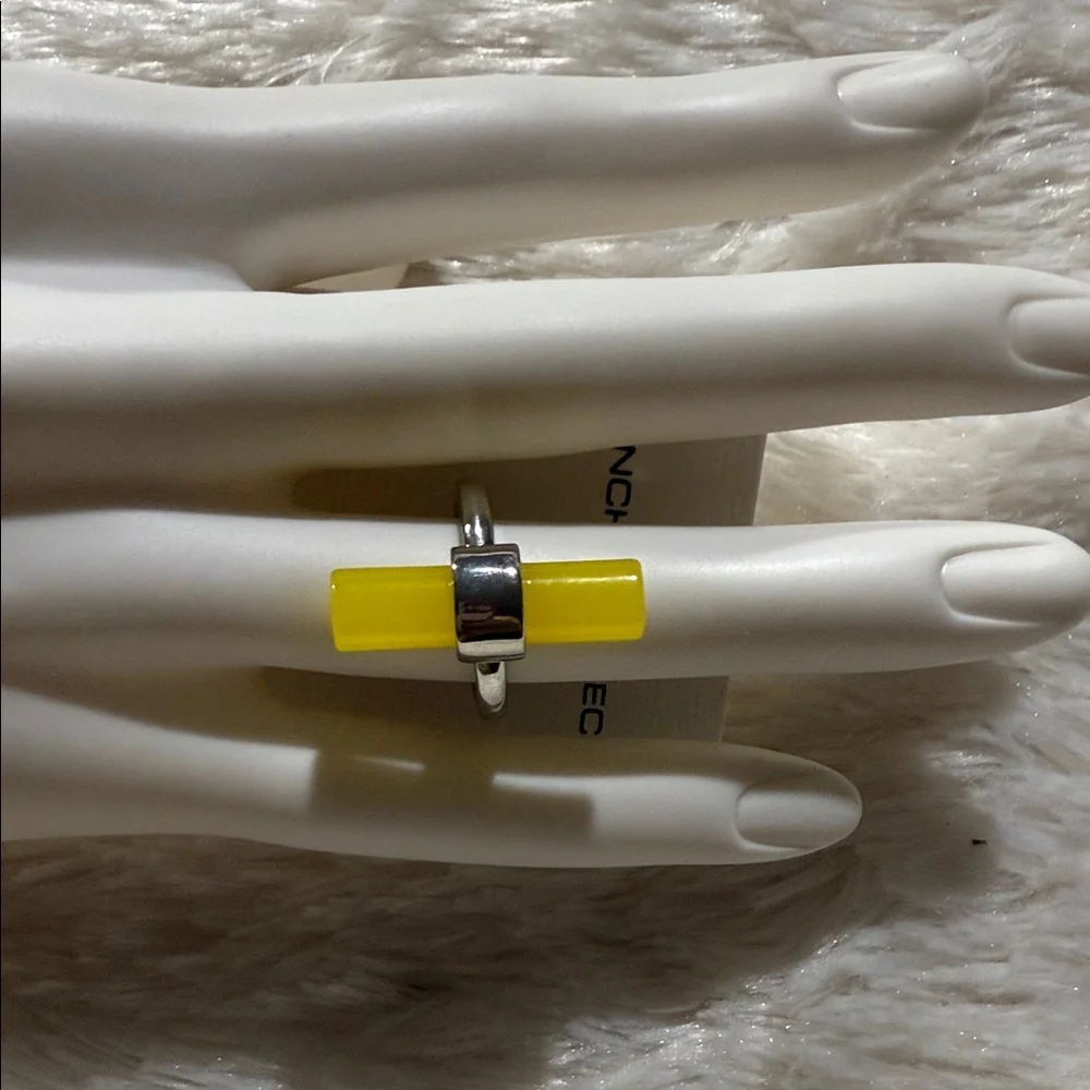 French Connection Yellow and Silver Wearable Ring